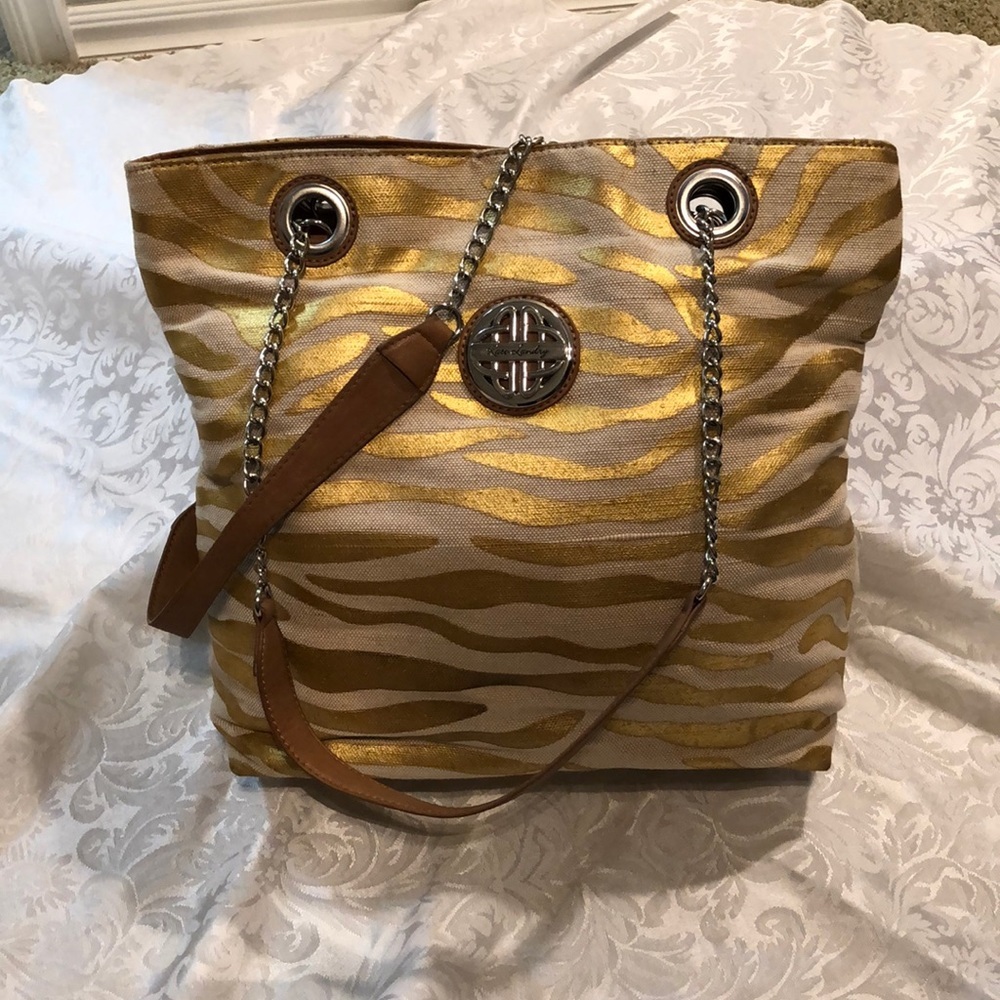 Kate Landry Gold & Cream Shoulder Purse